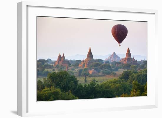 Dawn over Ancient Temples from Hot Air Balloon-Stuart Black-Framed Photographic Print