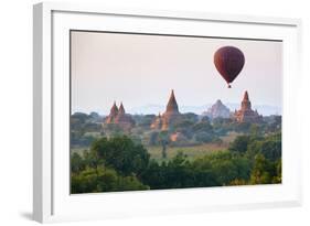 Dawn over Ancient Temples from Hot Air Balloon-Stuart Black-Framed Photographic Print