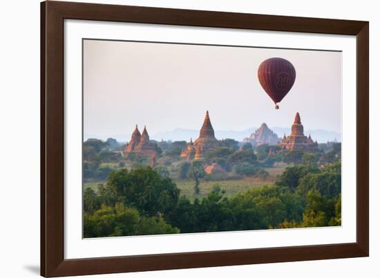 Dawn over Ancient Temples from Hot Air Balloon-Stuart Black-Framed Photographic Print