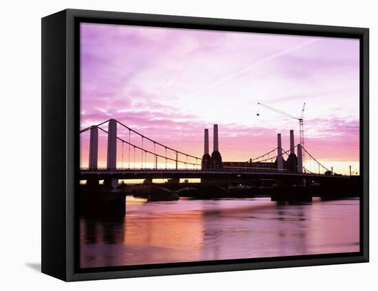 Dawn Over Battersea Power Station and Chelsea Bridge, London, England, United Kingdom-Nick Wood-Framed Stretched Canvas