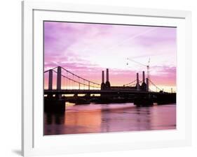 Dawn Over Battersea Power Station and Chelsea Bridge, London, England, United Kingdom-Nick Wood-Framed Photographic Print