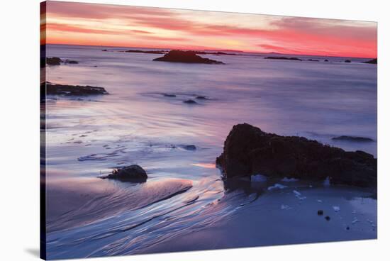 Dawn over the Atlantic Ocean in Rye, New Hampshire. Wallis Sands SP-Jerry & Marcy Monkman-Stretched Canvas