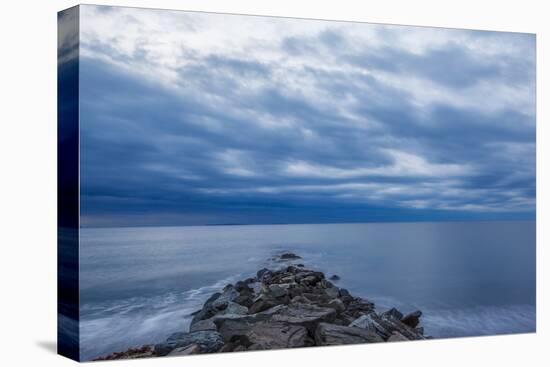 Dawn over the Breakwater at Wallis Sands SP in Rye, New Hampshire-Jerry & Marcy Monkman-Stretched Canvas