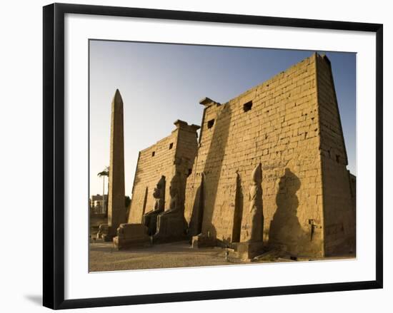 Dawn over the Impressive First Pylon of Luxor Temple, Egypt-Julian Love-Framed Photographic Print