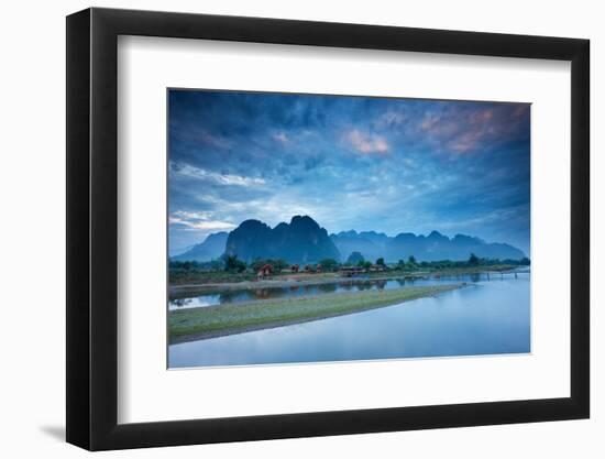 Dawn over the mountains and Nam Song River, Laos-David Noton-Framed Photographic Print