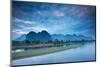 Dawn over the mountains and Nam Song River, Laos-David Noton-Mounted Photographic Print