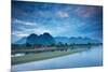 Dawn over the mountains and Nam Song River, Laos-David Noton-Mounted Photographic Print