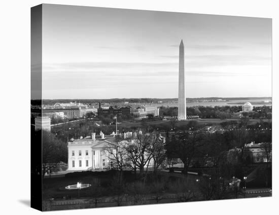 Dawn over the White House, Washington Monument, and Jefferson Memorial, Washington, D.C. - Black an-Carol Highsmith-Stretched Canvas