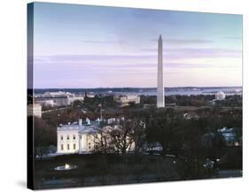 Dawn over the White House, Washington Monument, and Jefferson Memorial, Washington, D.C. - Vintage-Carol Highsmith-Stretched Canvas