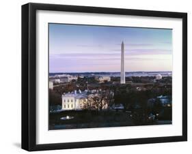 Dawn over the White House, Washington Monument, and Jefferson Memorial, Washington, D.C.-Carol Highsmith-Framed Art Print