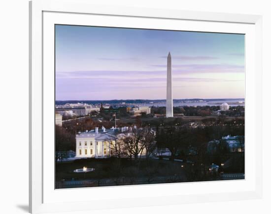 Dawn over the White House, Washington Monument, and Jefferson Memorial, Washington, D.C.-Carol Highsmith-Framed Art Print