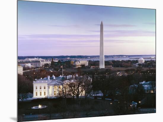 Dawn over the White House, Washington Monument, and Jefferson Memorial, Washington, D.C.-Carol Highsmith-Mounted Art Print
