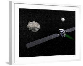 Dawn Robotic Spacecraft Orbiting Ceres and Vesta-null-Framed Art Print