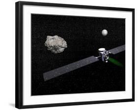 Dawn Robotic Spacecraft Orbiting Ceres and Vesta-null-Framed Art Print