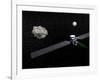 Dawn Robotic Spacecraft Orbiting Ceres and Vesta-null-Framed Art Print