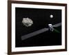 Dawn Robotic Spacecraft Orbiting Ceres and Vesta-null-Framed Art Print