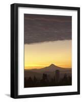 Dawn Sky over Portland and Mt. Hood, Oregon, USA-William Sutton-Framed Photographic Print