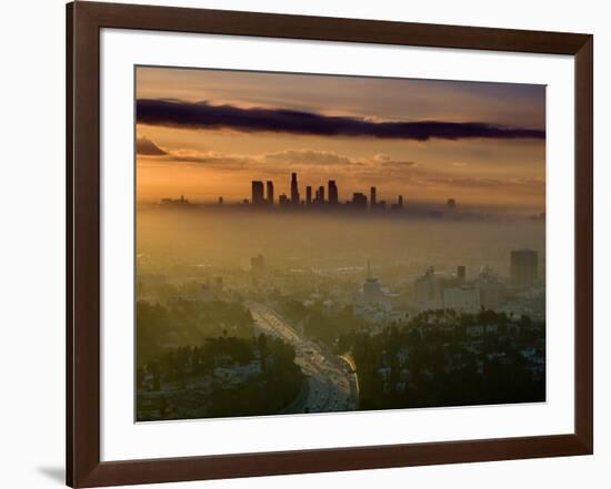 Dawn View of Downtown, Los Angeles, California, USA-Walter Bibikow-Framed Photographic Print