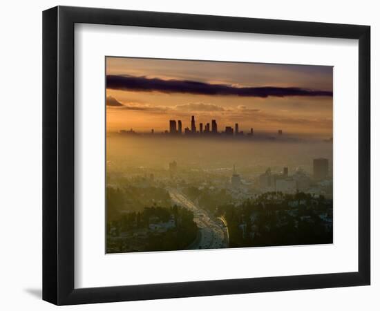 Dawn View of Downtown, Los Angeles, California, USA-Walter Bibikow-Framed Photographic Print