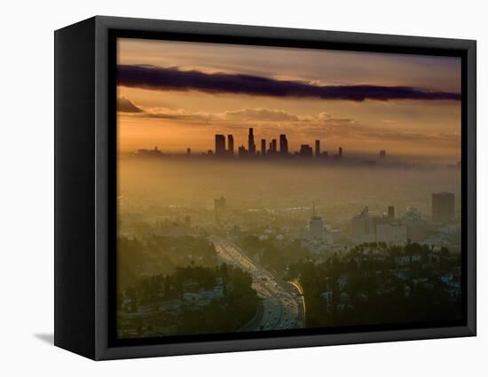 Dawn View of Downtown, Los Angeles, California, USA-Walter Bibikow-Framed Stretched Canvas