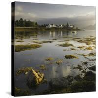 Dawn View of Plockton Harbour and Loch Carron Near the Kyle of Lochalsh in the Scottish Highlands-John Woodworth-Stretched Canvas