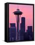 Dawn View of Space Needle and Downtown Seattle, Washington, USA-William Sutton-Framed Stretched Canvas