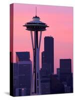 Dawn View of Space Needle and Downtown Seattle, Washington, USA-William Sutton-Stretched Canvas