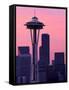 Dawn View of Space Needle and Downtown Seattle, Washington, USA-William Sutton-Framed Stretched Canvas