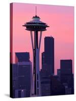 Dawn View of Space Needle and Downtown Seattle, Washington, USA-William Sutton-Stretched Canvas