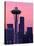 Dawn View of Space Needle and Downtown Seattle, Washington, USA-William Sutton-Stretched Canvas