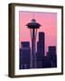 Dawn View of Space Needle and Downtown Seattle, Washington, USA-William Sutton-Framed Photographic Print