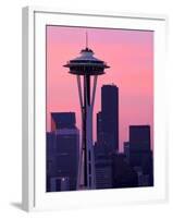 Dawn View of Space Needle and Downtown Seattle, Washington, USA-William Sutton-Framed Photographic Print