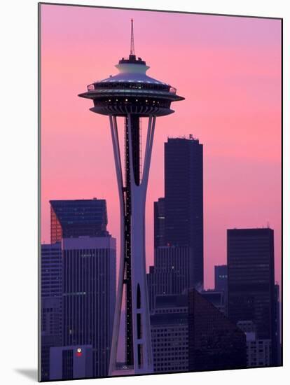 Dawn View of Space Needle and Downtown Seattle, Washington, USA-William Sutton-Mounted Photographic Print