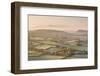 Dawn View over Misty Somerset Levels Countryside Towards Glastonbury Tor, Somerset, England-Adam Burton-Framed Photographic Print