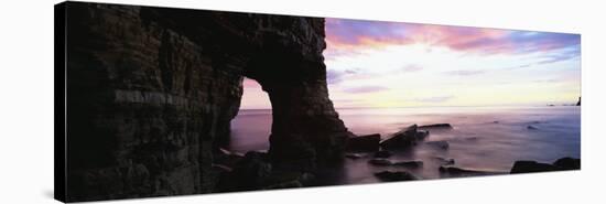 Dawn View over North Sea from Beach at Marsden Bay, South Shields, Tyne and Wear, England, UK-Lee Frost-Stretched Canvas