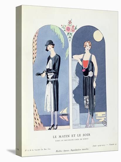 Day and Night, Plate 47 from 'La Gazette Du Bon Ton' Depicting Day and Evening Dresses, 1924-25-Georges Barbier-Stretched Canvas