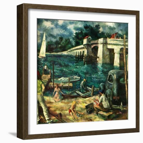 "Day at the Shore,"February 1, 1950-Ben Stahl-Framed Giclee Print