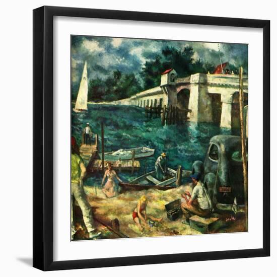 "Day at the Shore,"February 1, 1950-Ben Stahl-Framed Giclee Print