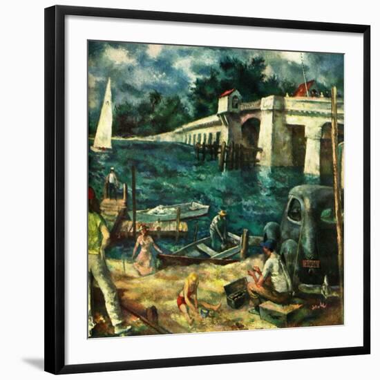 "Day at the Shore,"February 1, 1950-Ben Stahl-Framed Giclee Print