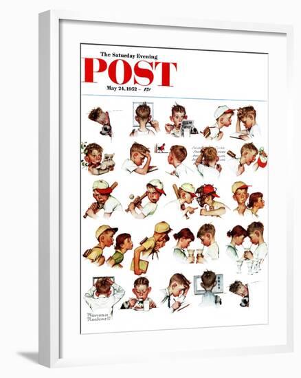 "Day in the Life of a Boy" Saturday Evening Post Cover, May 24,1952-Norman Rockwell-Framed Giclee Print