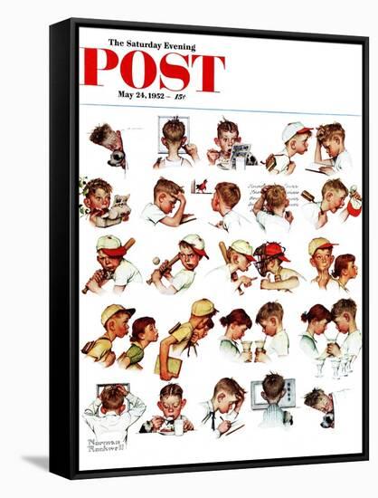 "Day in the Life of a Boy" Saturday Evening Post Cover, May 24,1952-Norman Rockwell-Framed Stretched Canvas