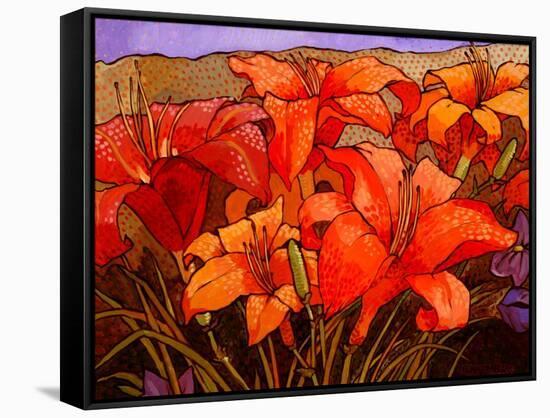 Day Lilies III-John Newcomb-Framed Stretched Canvas