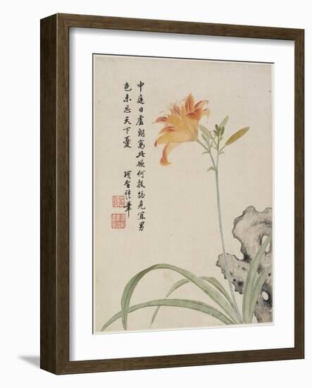 Day-Lily from a Flower Album of Ten Leaves, 1656-Shengmo Xiang-Framed Giclee Print