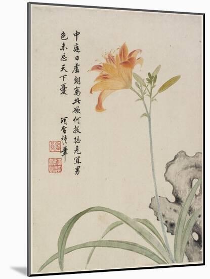 Day-Lily from a Flower Album of Ten Leaves, 1656-Shengmo Xiang-Mounted Giclee Print