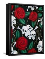 Day of Dead Fabric, Olvera Street Market, El Pueblo de Los Angeles, Los Angeles, California, USA-Walter Bibikow-Framed Stretched Canvas