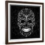 Day Of The Dead Black And White Skull-Alisa Foytik-Framed Art Print