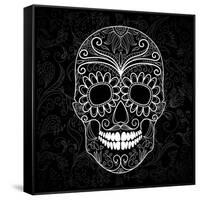 Day Of The Dead Black And White Skull-Alisa Foytik-Framed Stretched Canvas