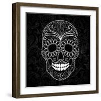 Day Of The Dead Black And White Skull-Alisa Foytik-Framed Art Print