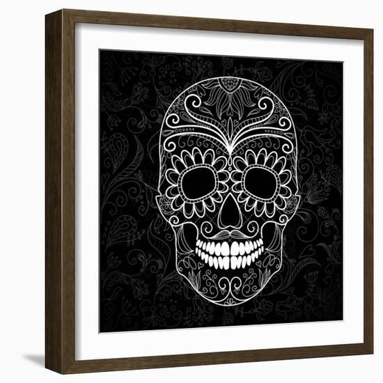 Day Of The Dead Black And White Skull-Alisa Foytik-Framed Art Print