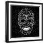 Day Of The Dead Black And White Skull-Alisa Foytik-Framed Art Print